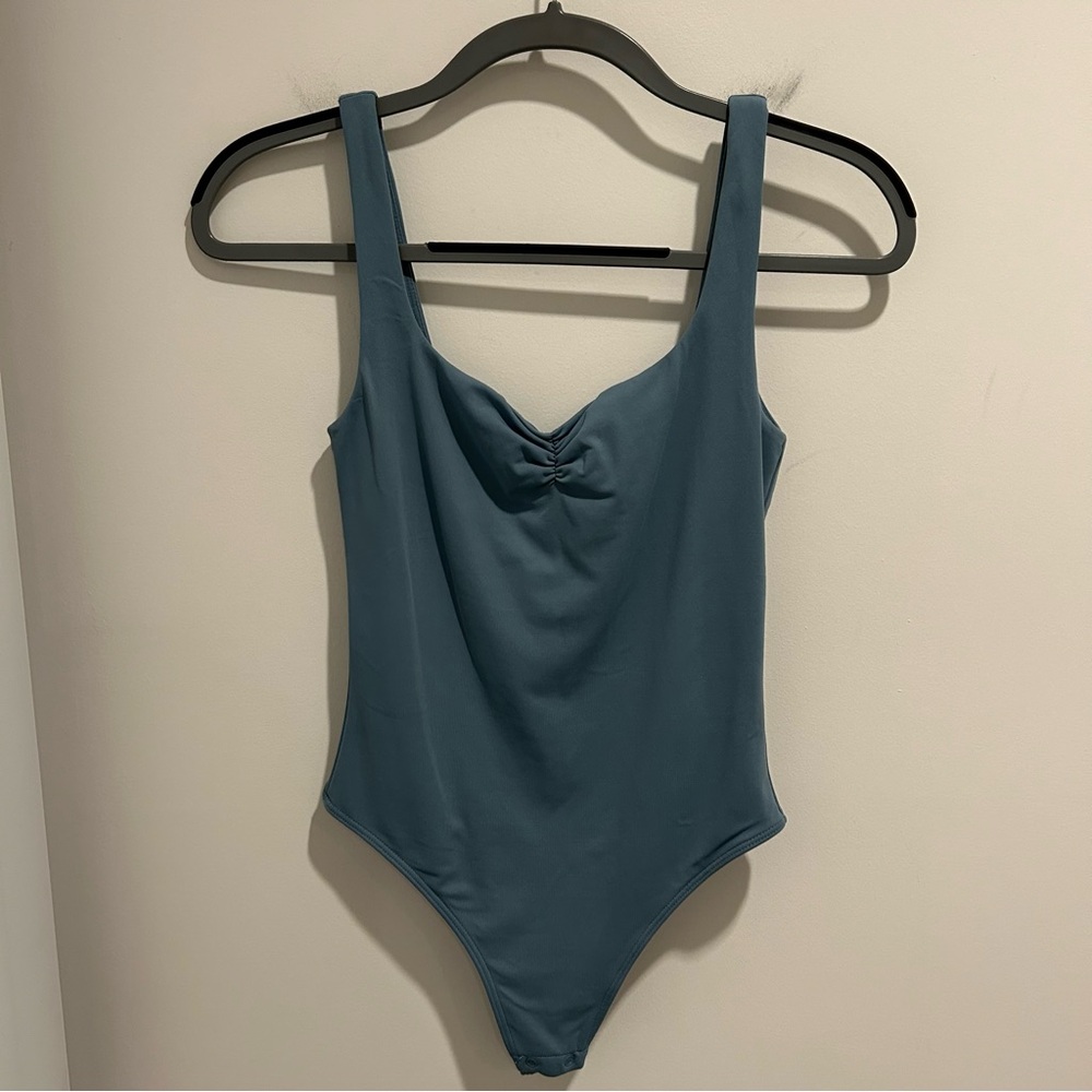 Aritzia Teal Blue Scoop Neck Bodysuit